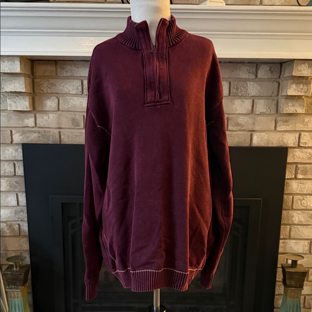 Men's Weatherproof Vintage 1/4 Zip Burgundy Sweater size XXL